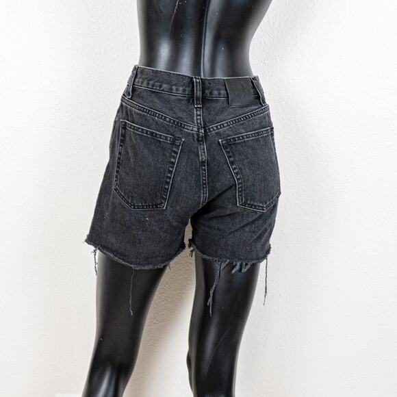 Anine Bing Bonnie Raw Hem Cutoff Denim Shorts washed black sz 25 - Picture 4 of 10